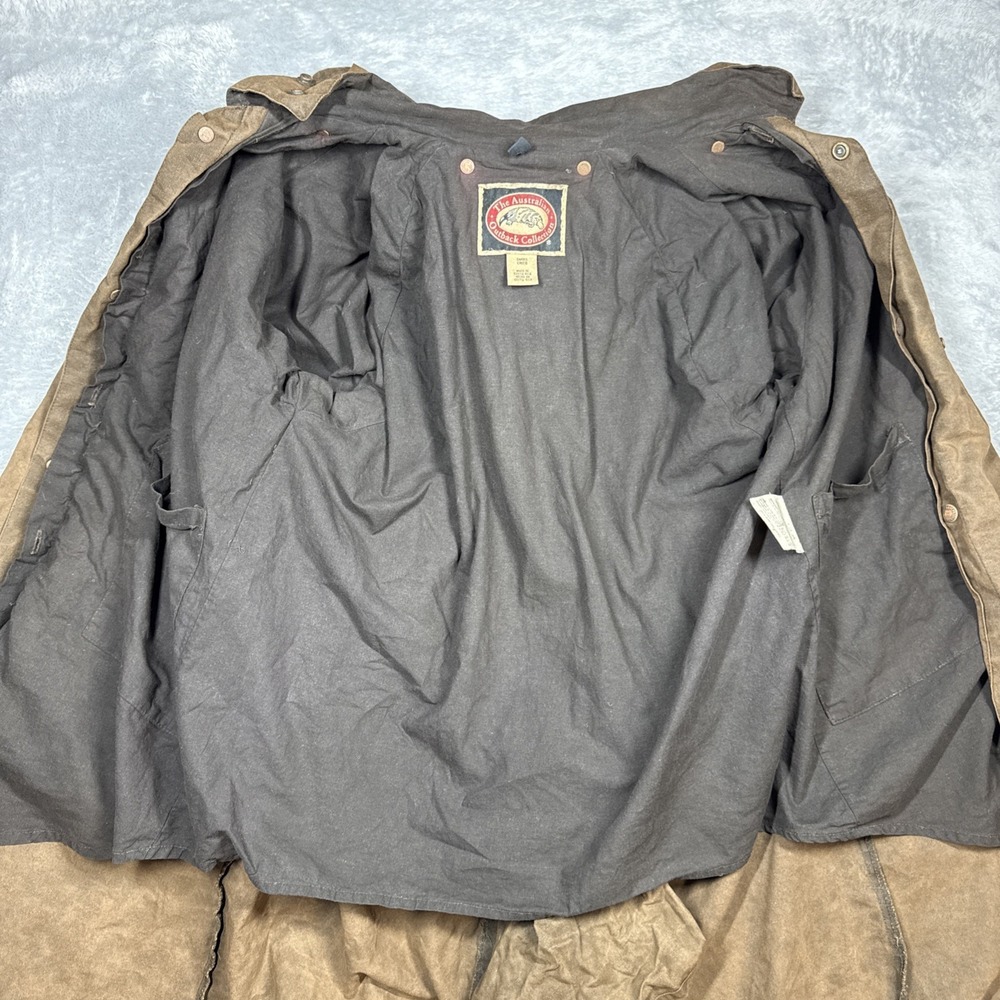 The Australian Outback Collection Oilskin Duster Jacket Small Brown Distressed - Picture 3 of 11